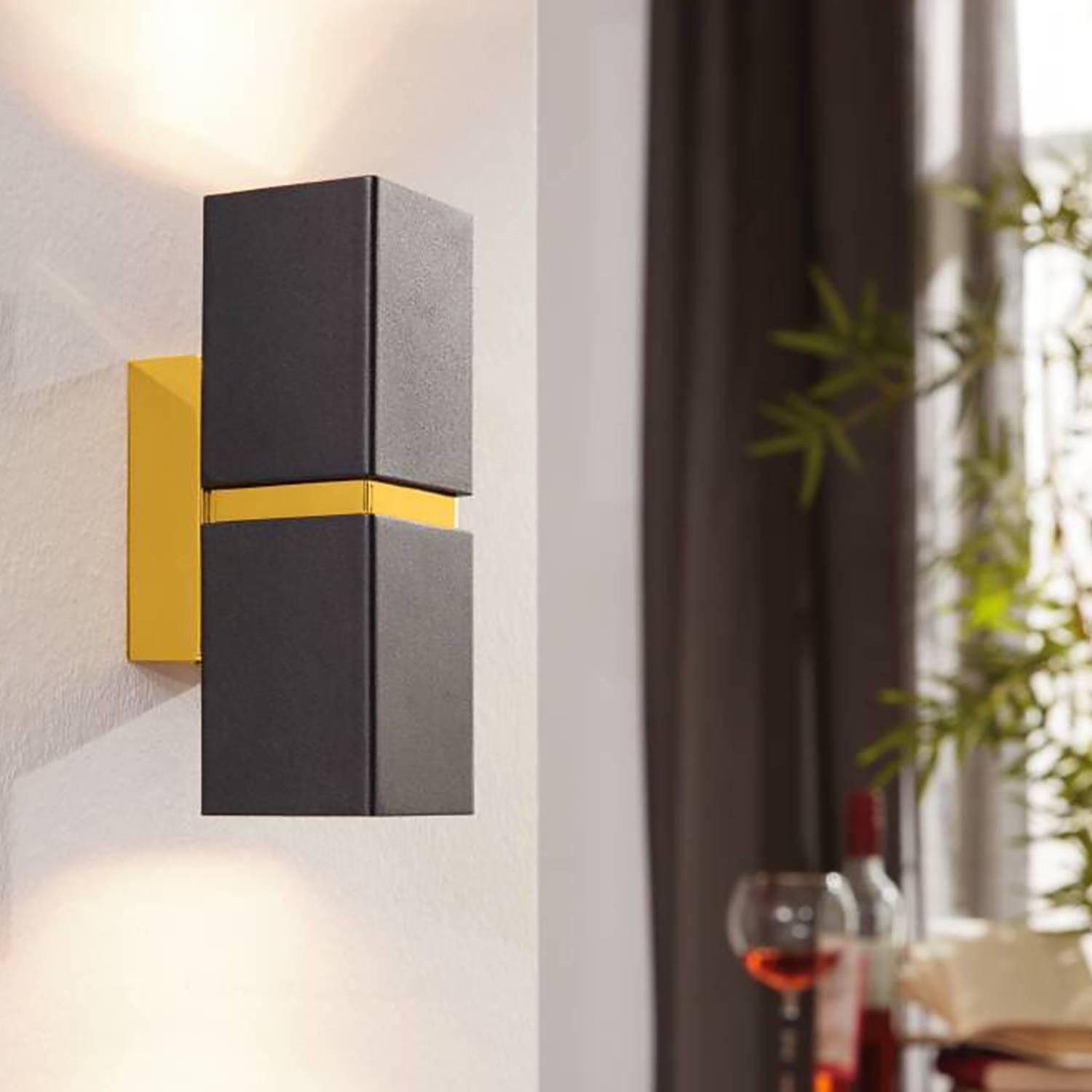 LED wall lamp Passa II Steel 2-flame Black / Gold 2