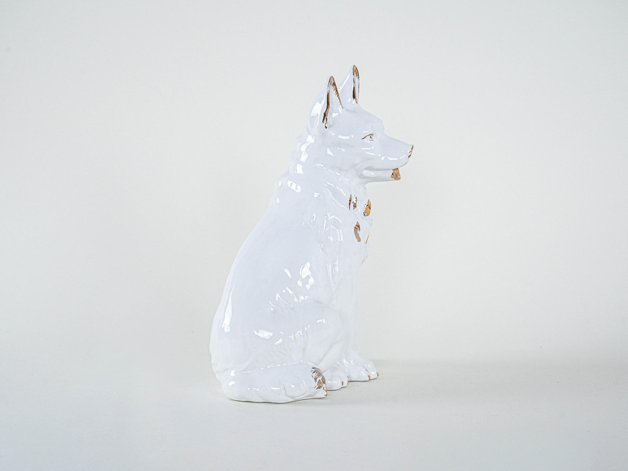 Hundefigur Porzellan Weiß 1960er Jahre 6