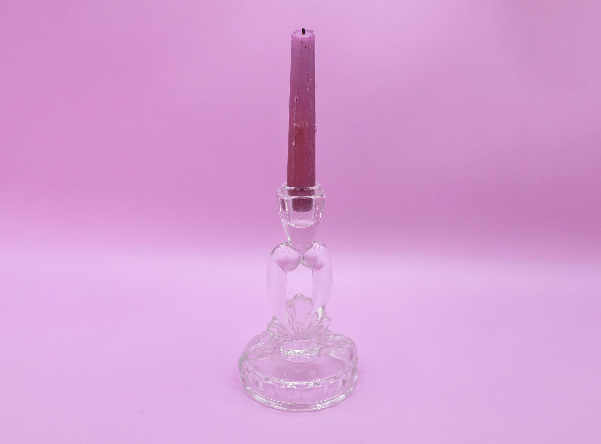 Vintage Kerzenleuchter Glas 1980er Jahre 4