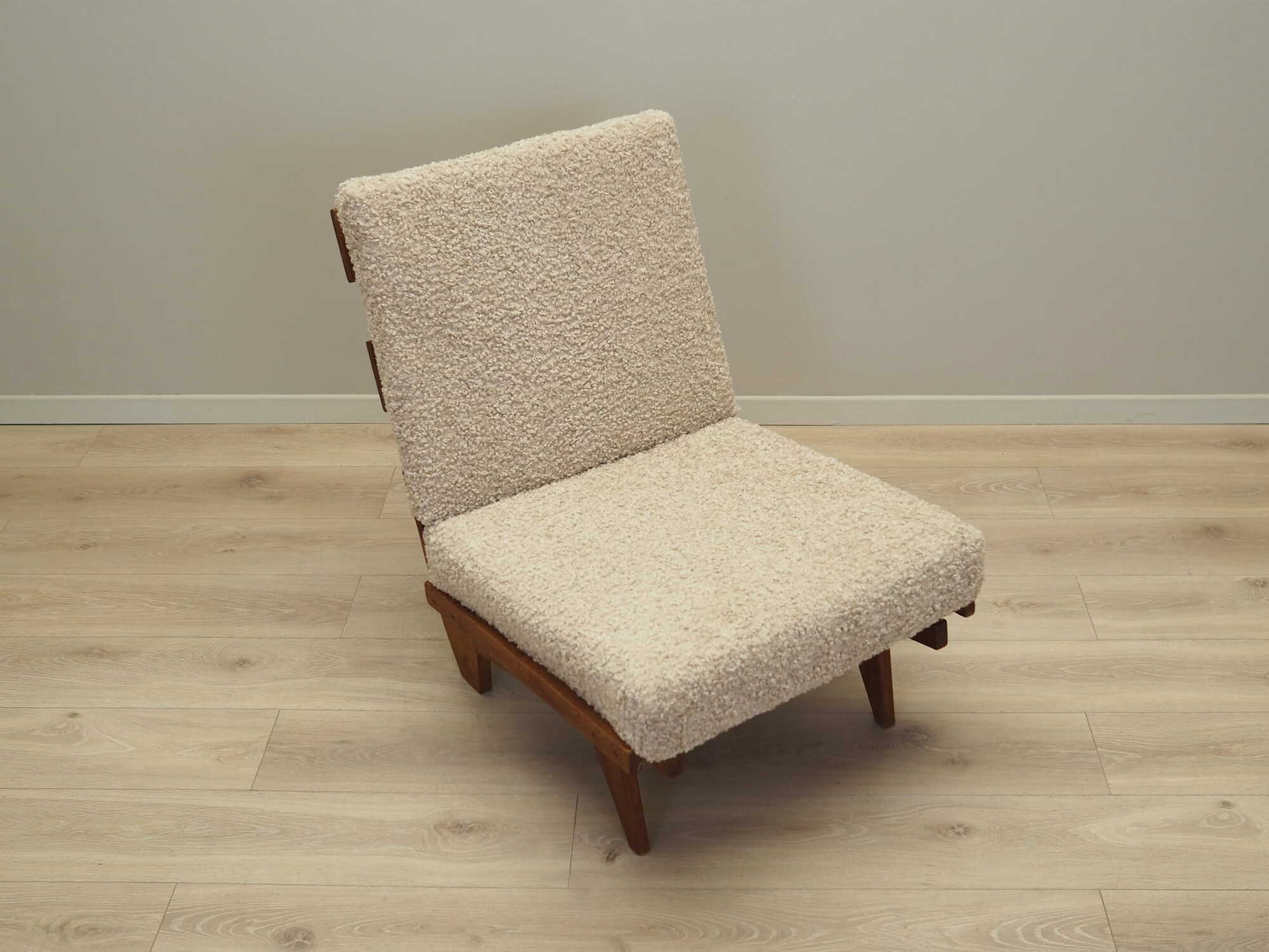Vintage Sessel Textil Holz Weiß 1960er Jahre 8