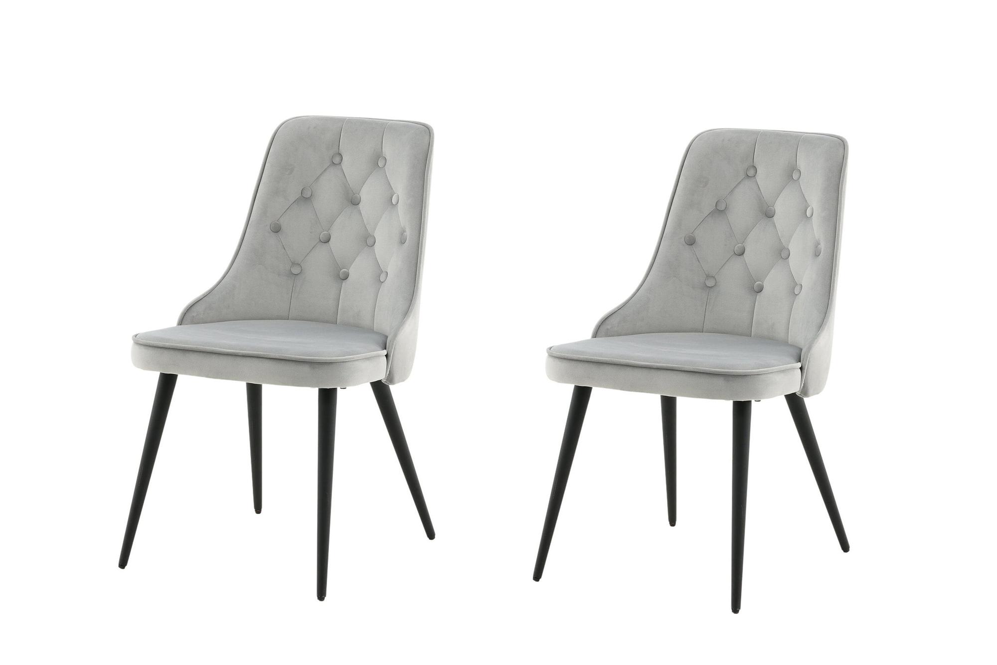 2x Esszimmerstuhl-Set Samt Deluxe Hellgraue 0