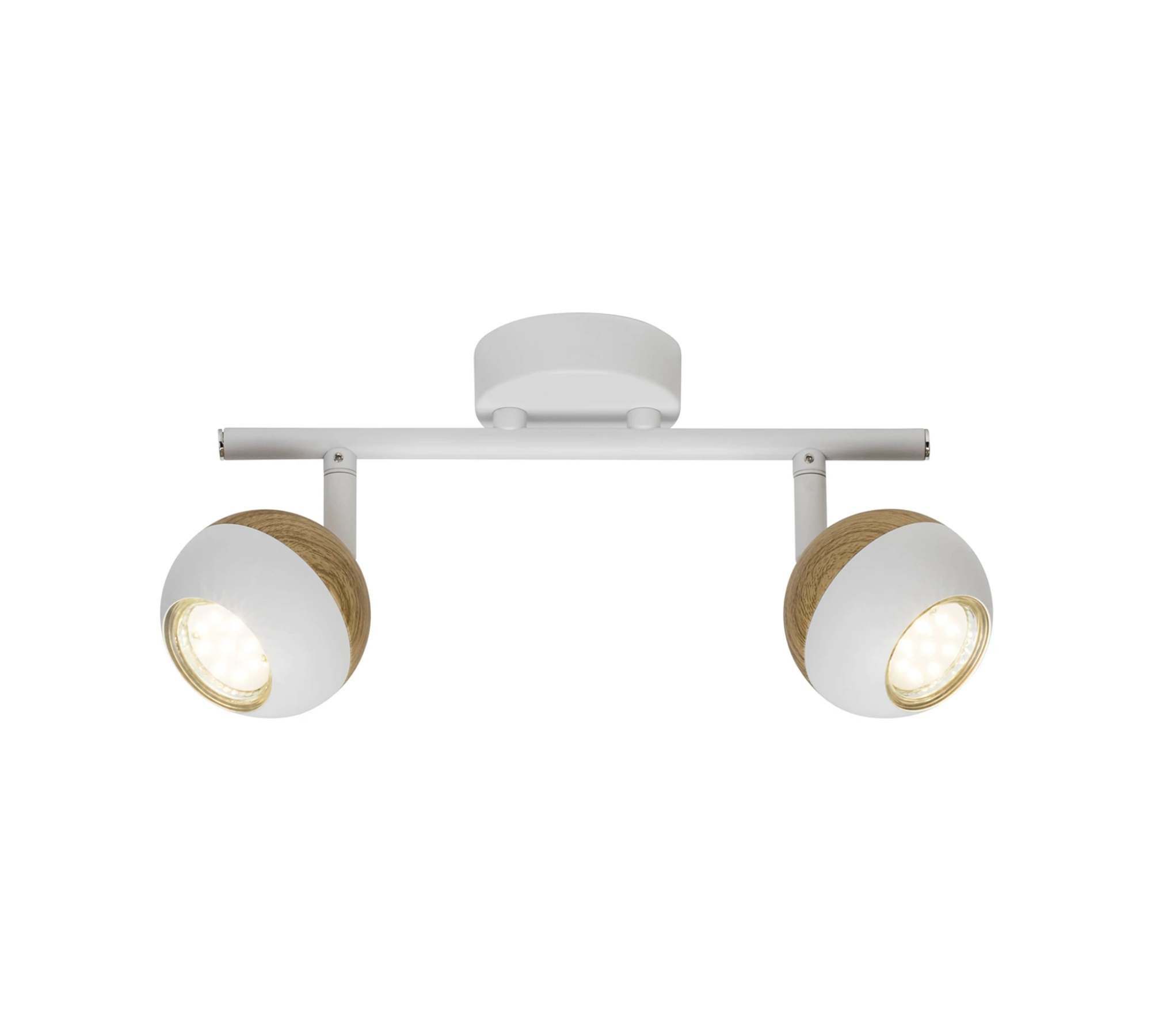 2-flame LED ceiling spotlight plastic wood white 0