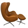 Vintage Arne Jacobsen Egg Sessel und Ottoman Leder Braun 0