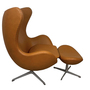 Vintage Arne Jacobsen Eierstuhl und Ottoman Leder Braun 0