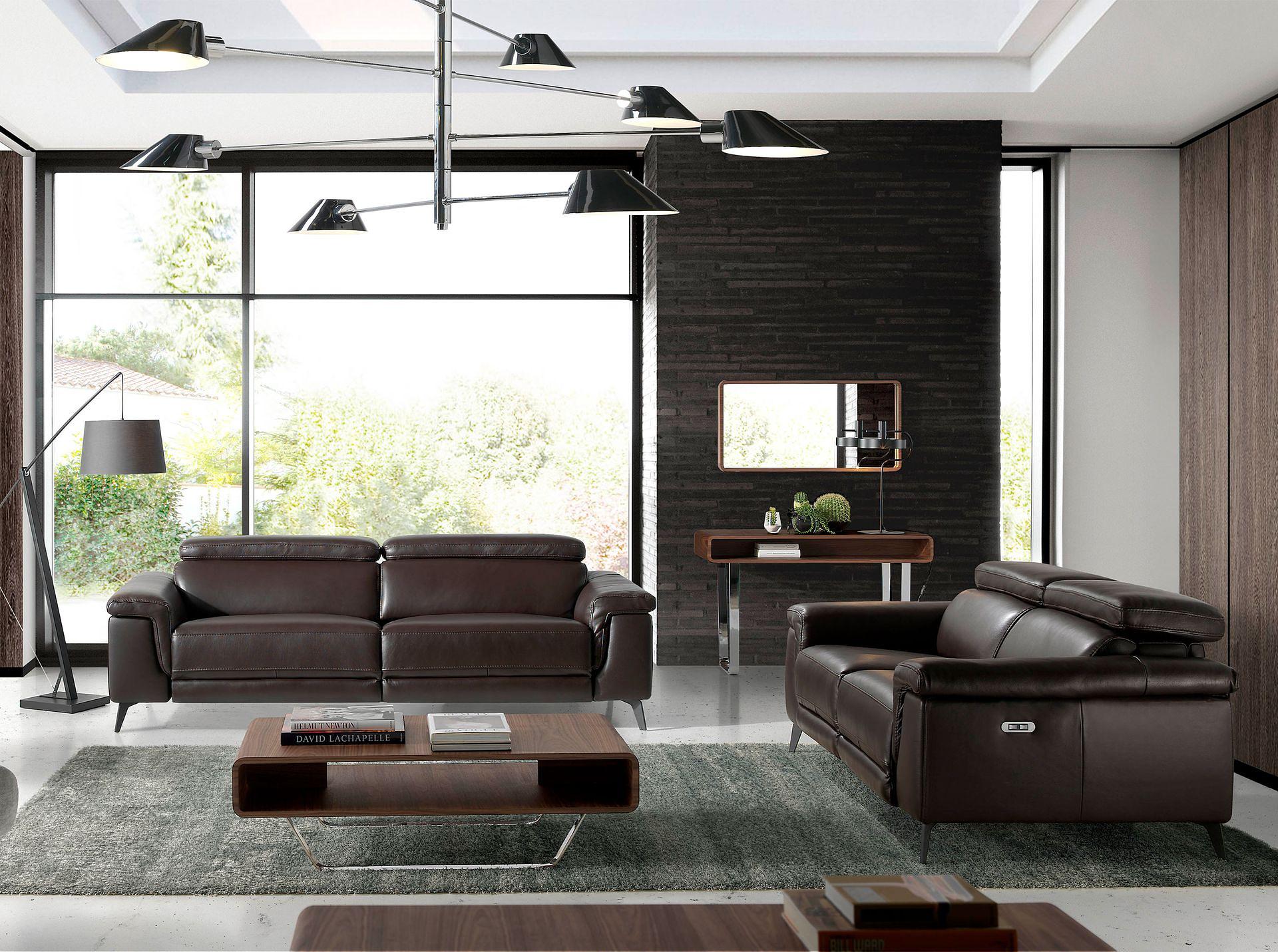 Sofa 2-Sitzer mit Relaxfunktion Leder Schokobraun 2