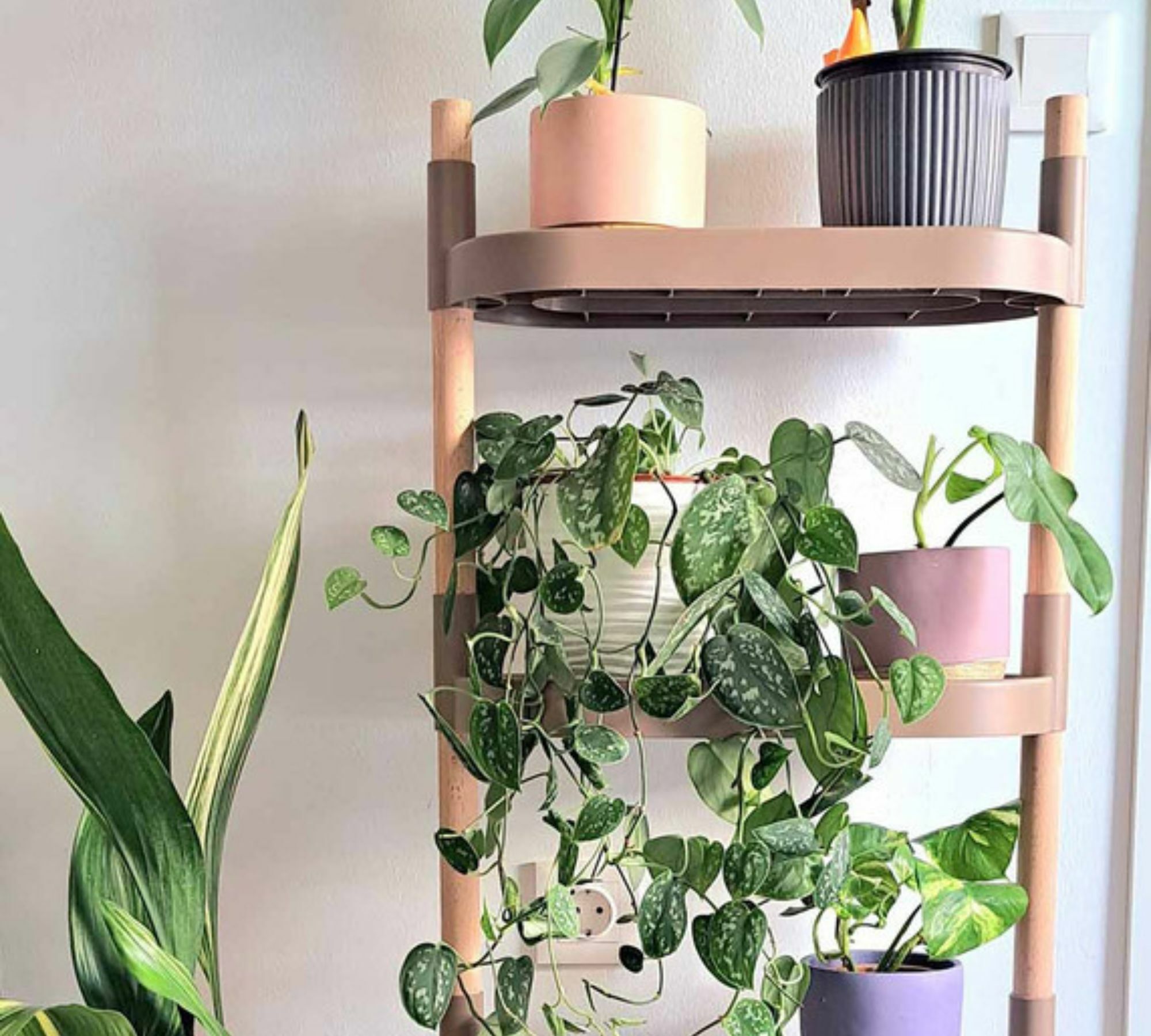 Modular plant stand with 4 shelves Brown 3