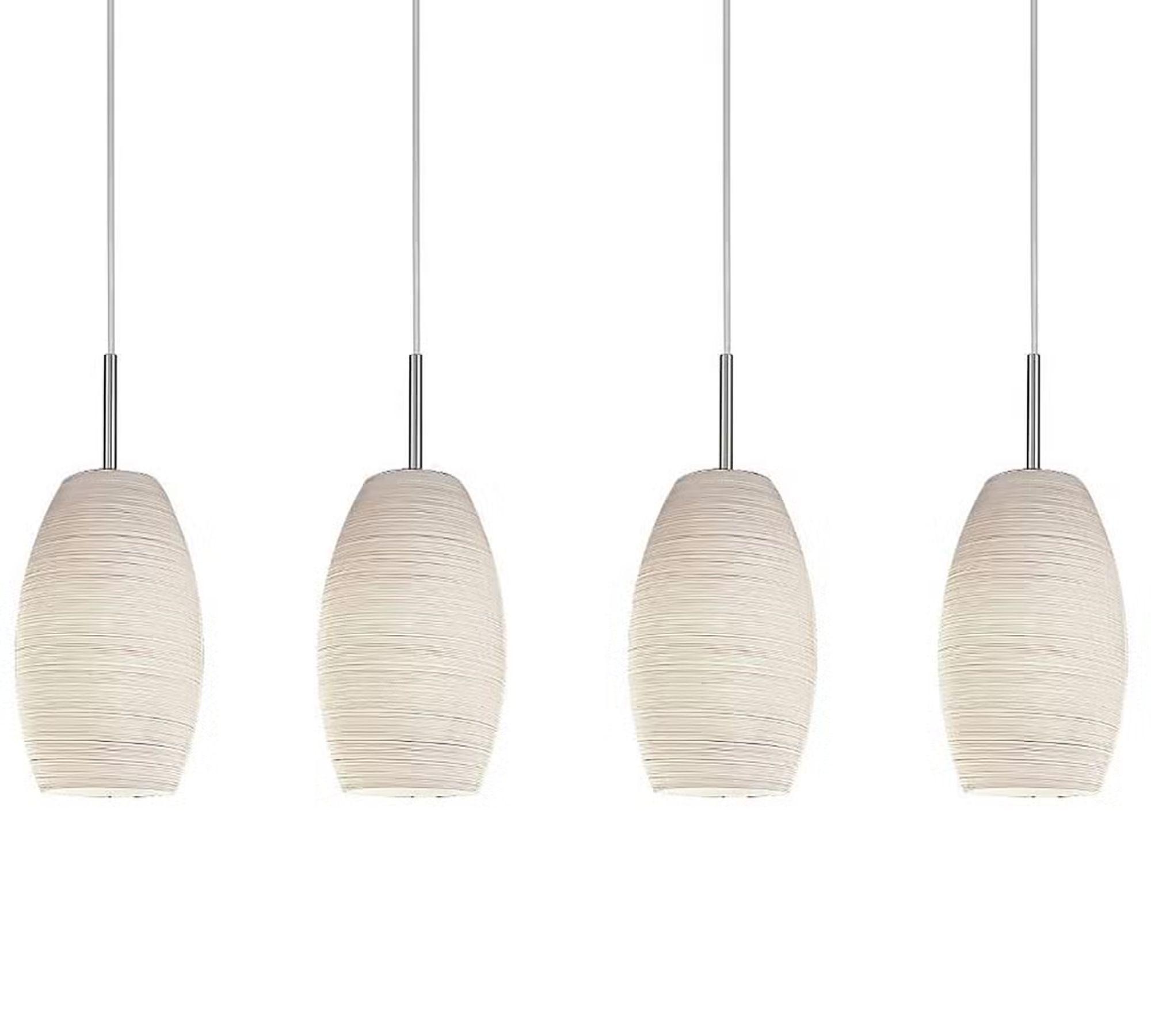 Pendant lamp 4-light Steel Glass White 3