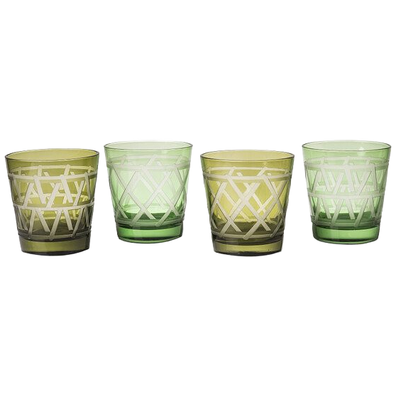 Tie Up Drinking glasses Set of 4 Glass Green 0