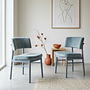 2x Marlen LE Dining Chair Velvet Wood Light Blue 0