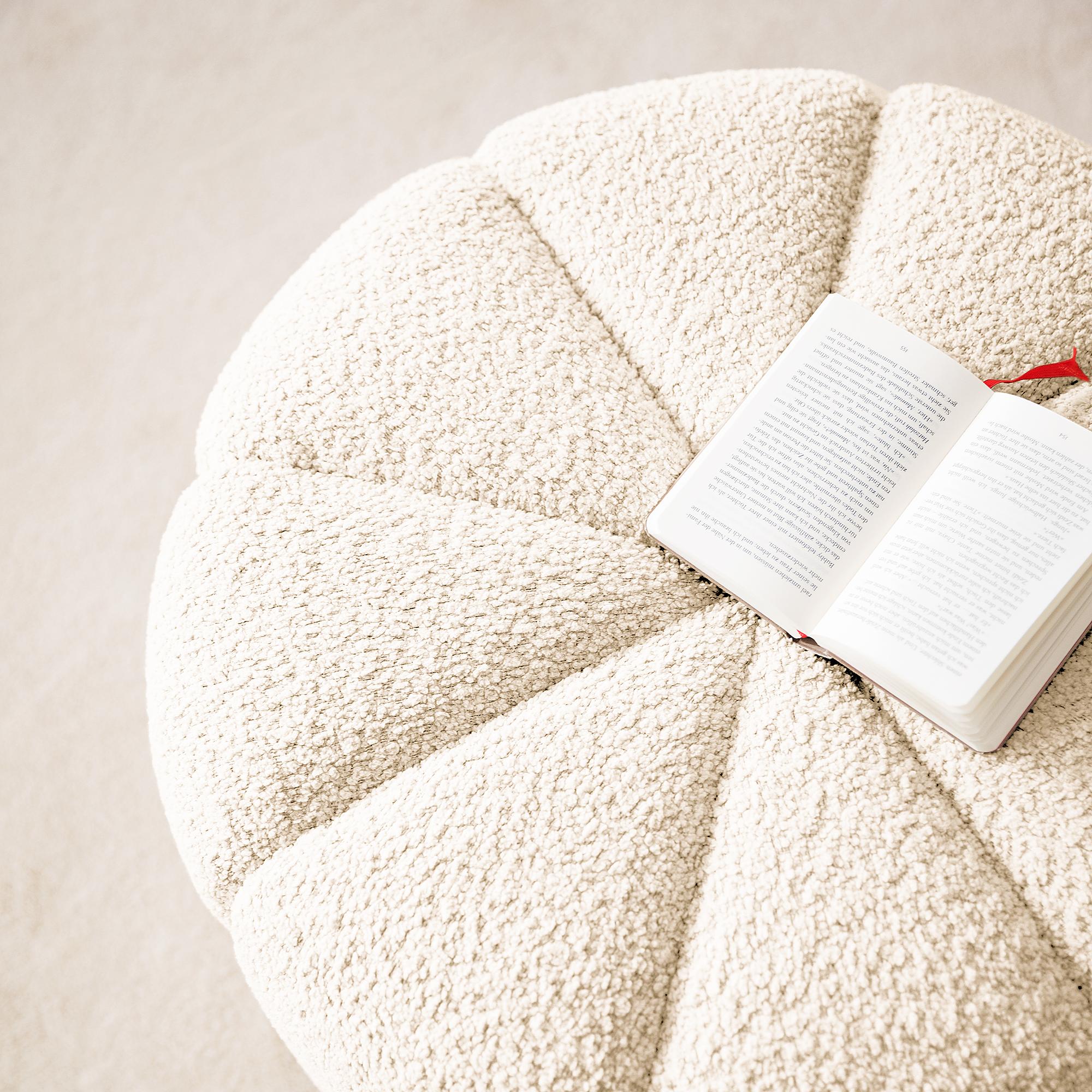 Stool FORA Teddy-Bouclé Fabric Beige 4