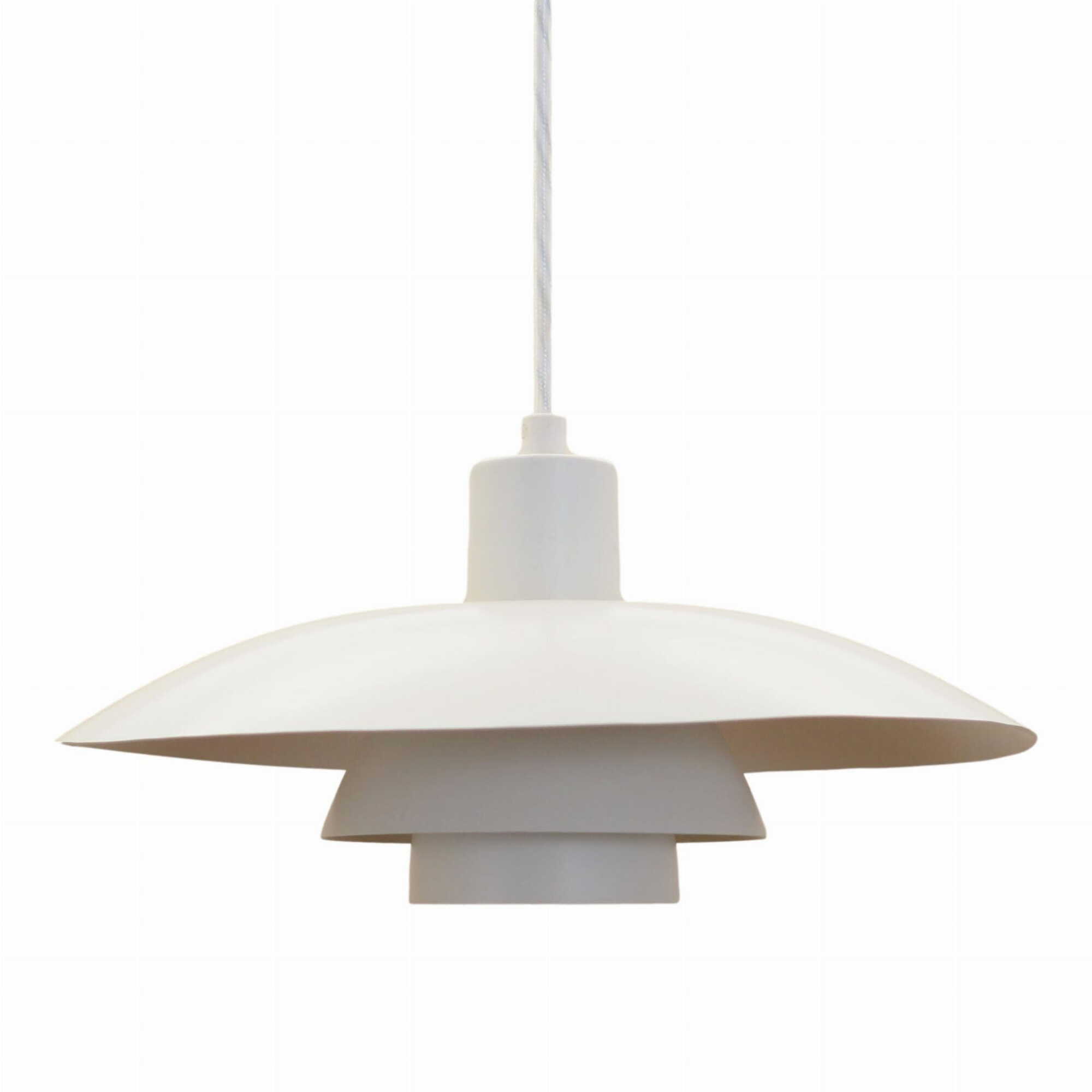 Vintage Pendant Lamp Metal White 1960s 0