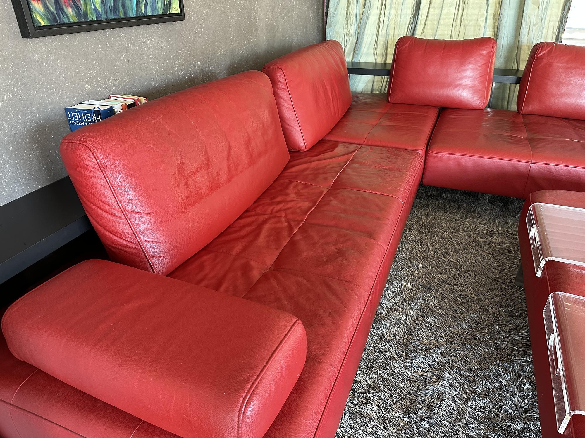 Corner Sofa Dono Leather Red 8