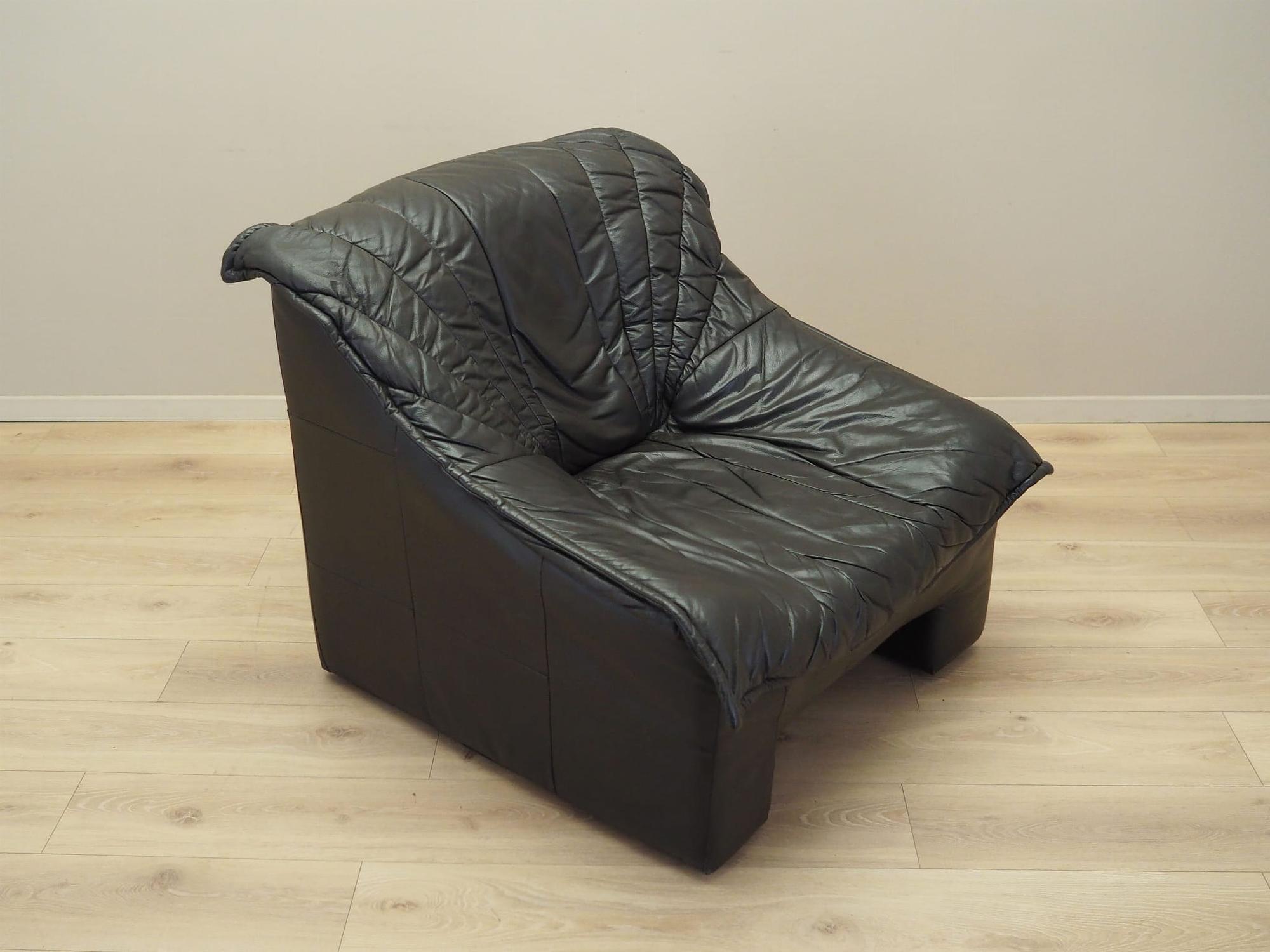 Armchair Leather Black 1960s 11