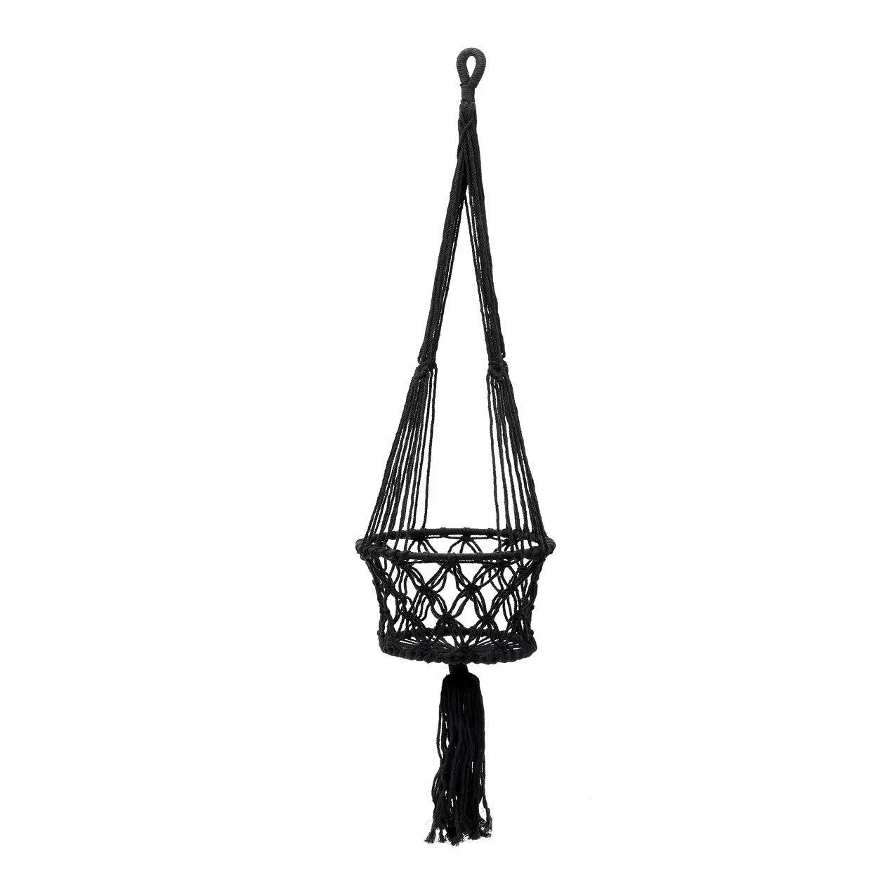 Portapiante in macramé nero 0