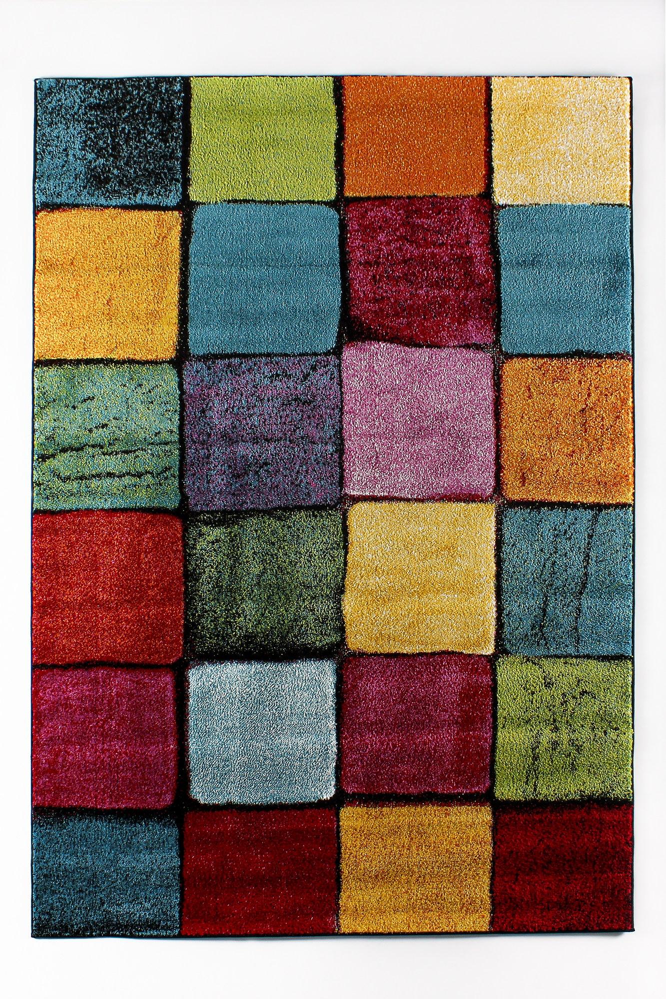 Colorful Square Carpet Multicolored 3