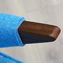 Vintage Sessel Teakholz Textil Blau 1960er Jahre 10
