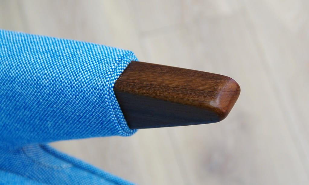 Vintage Sessel Teakholz Textil Blau 1960er Jahre 10