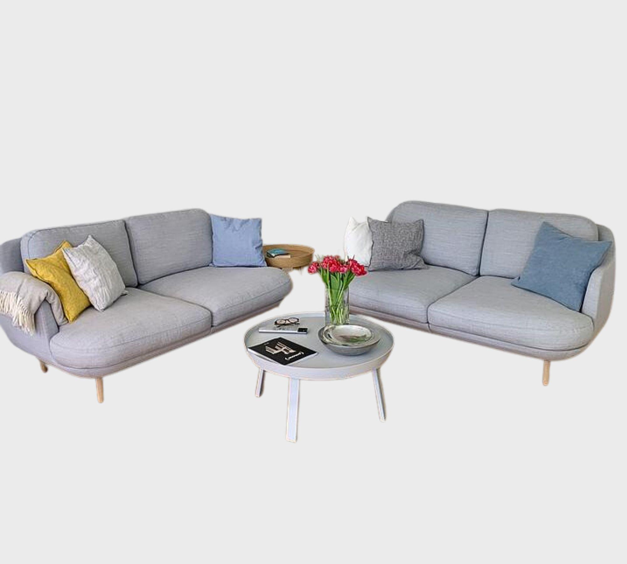 2x Lune JH200 Sofa 2-Sitzer Wolle Grau 4