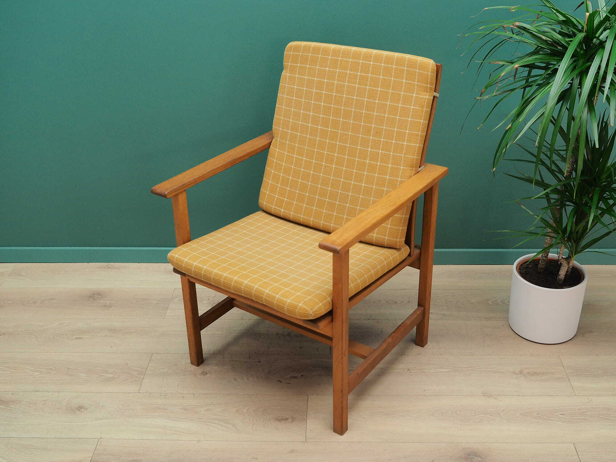 Armchair Teak wood Textile Yellow 1970s 8