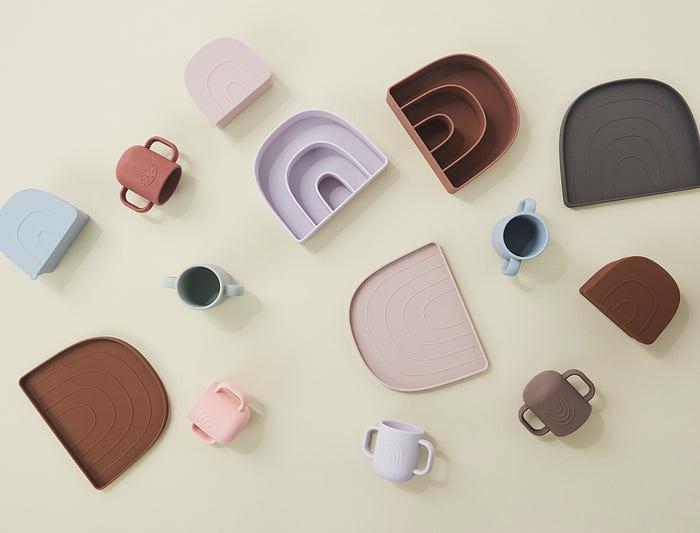 Regenbogen Teller & Schüssel Silikon Choko Vanille 3