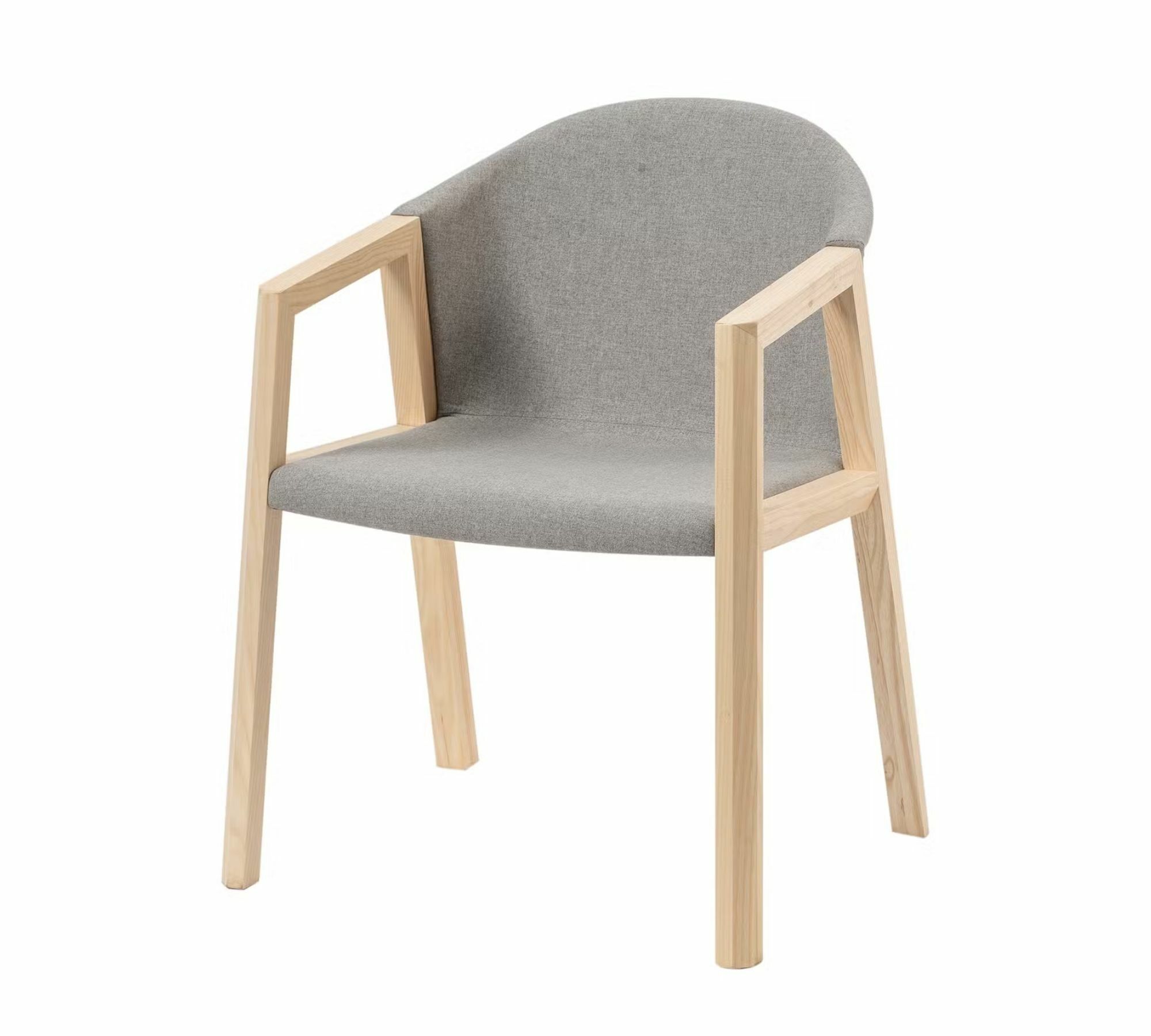 Armchair Woven Fabric Solid Ash Light Grey 1