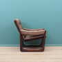 Vintage armchair leather wood brown 1960s 4