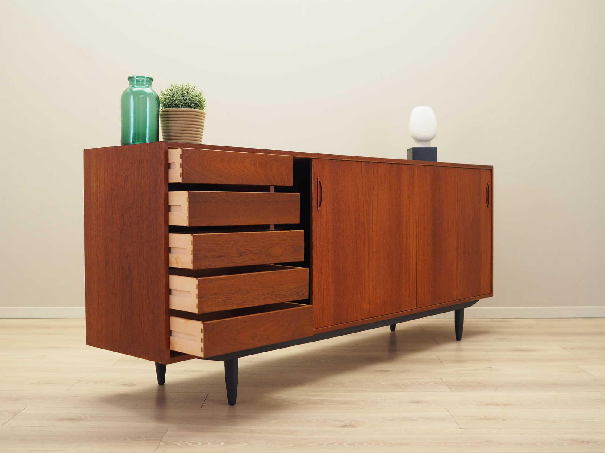 Vintage Sideboard Teakholz Braun 1970er Jahre 6