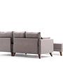 Bella Sofa Récamiere Rechts  mit Hocker Braun 6