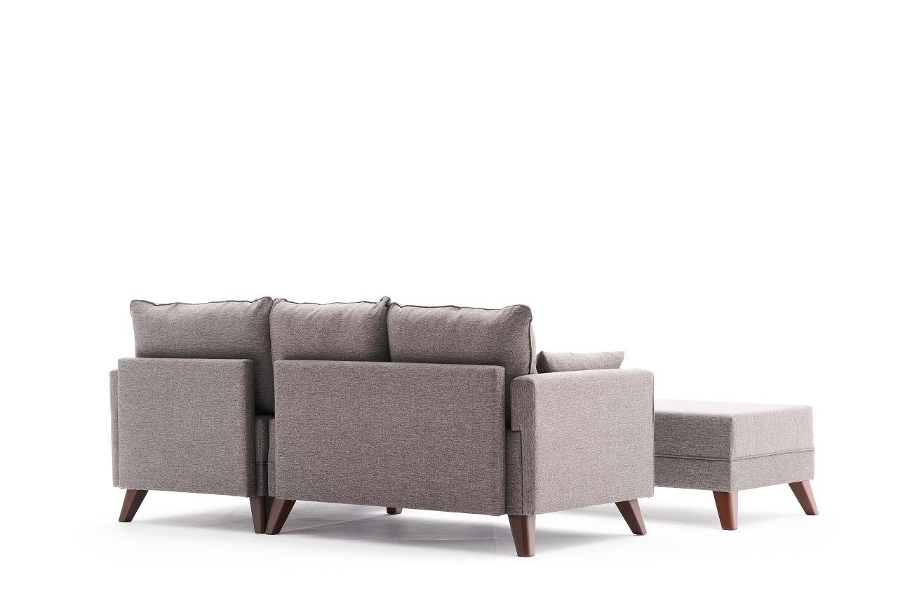 Bella Sofa Récamiere Rechts  mit Hocker Braun 6