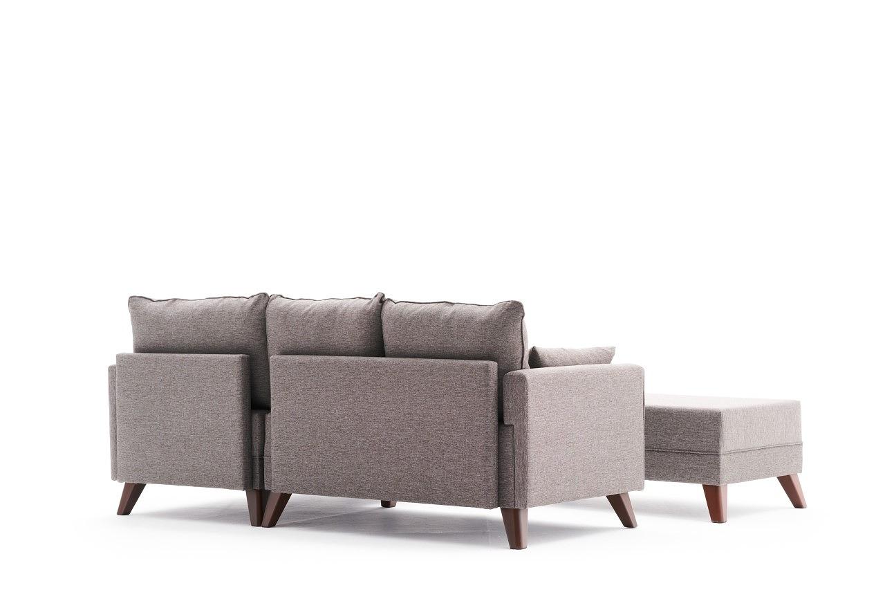 Bella Sofa Récamiere Rechts mit Hocker Braun 6