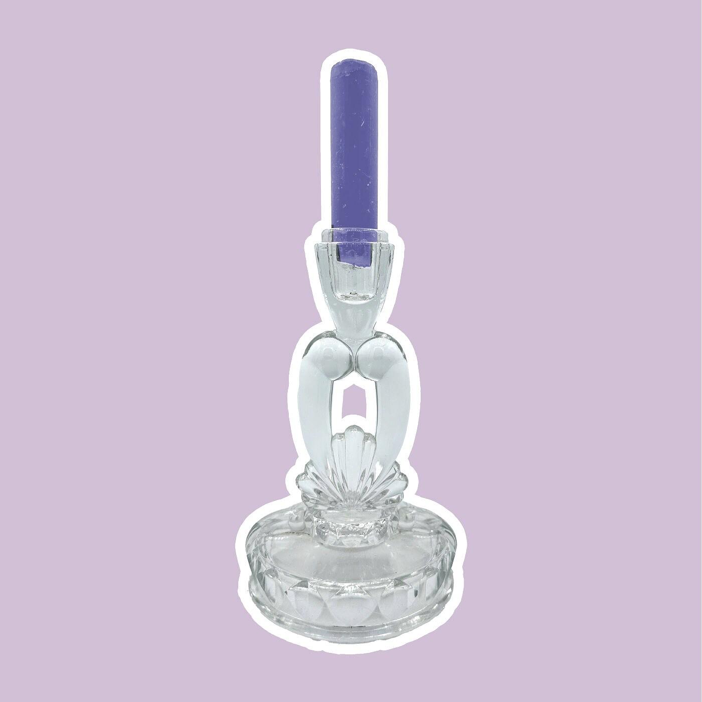 Vintage candlestick glass 1980s 0