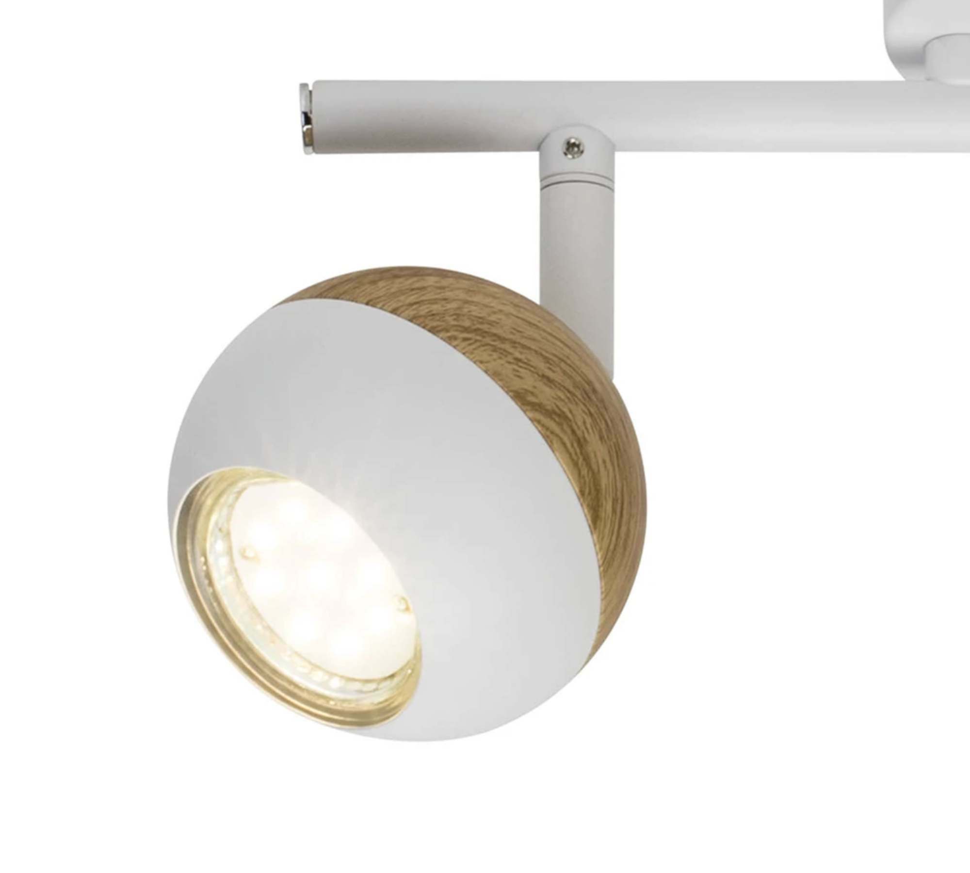 2-flame LED ceiling spotlight plastic wood white 1