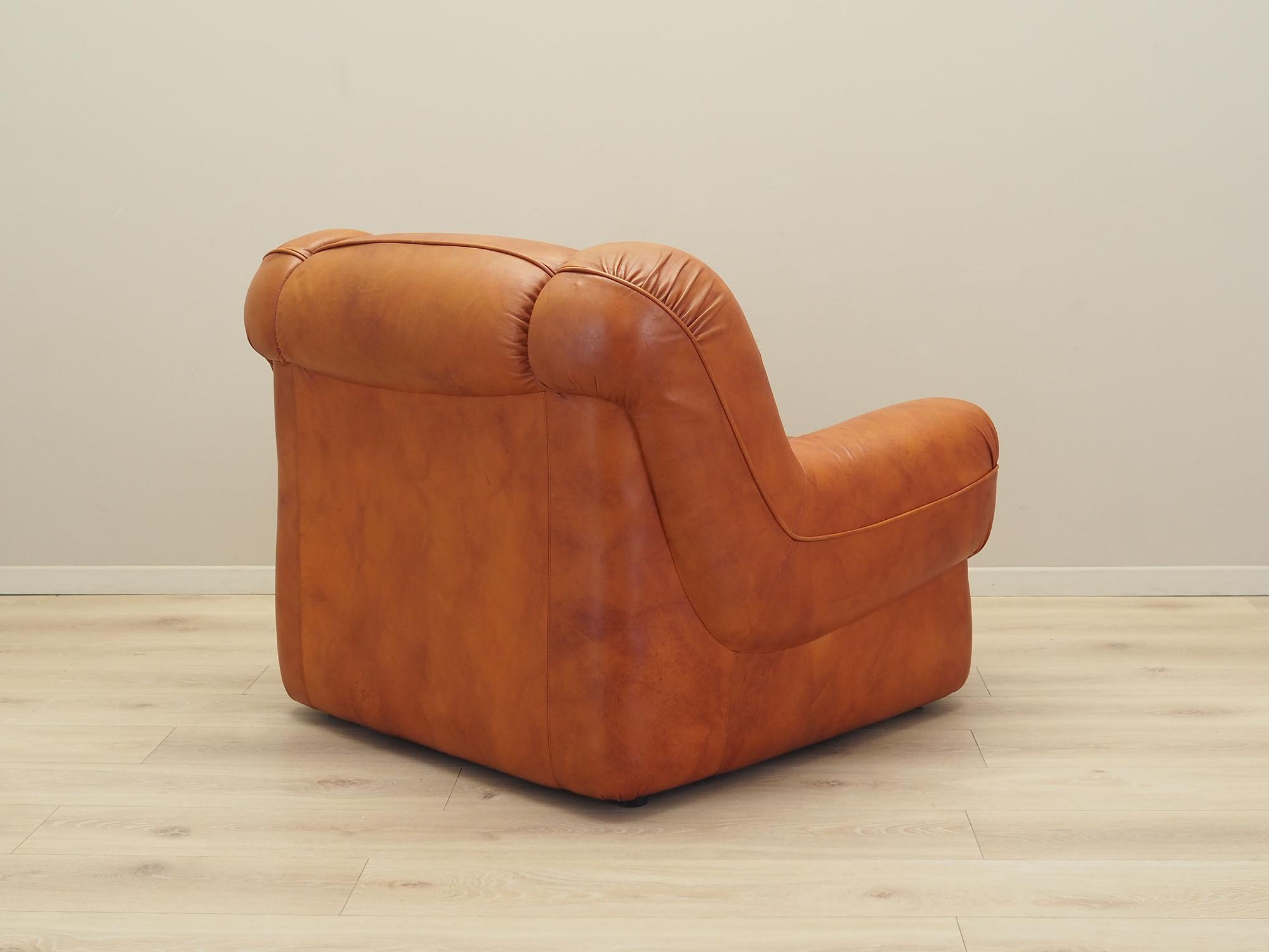 Sessel Leder Braun 1970er Jahre 6