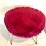 Vintage Hocker Textil Metall Pink 1960er Jahre 1