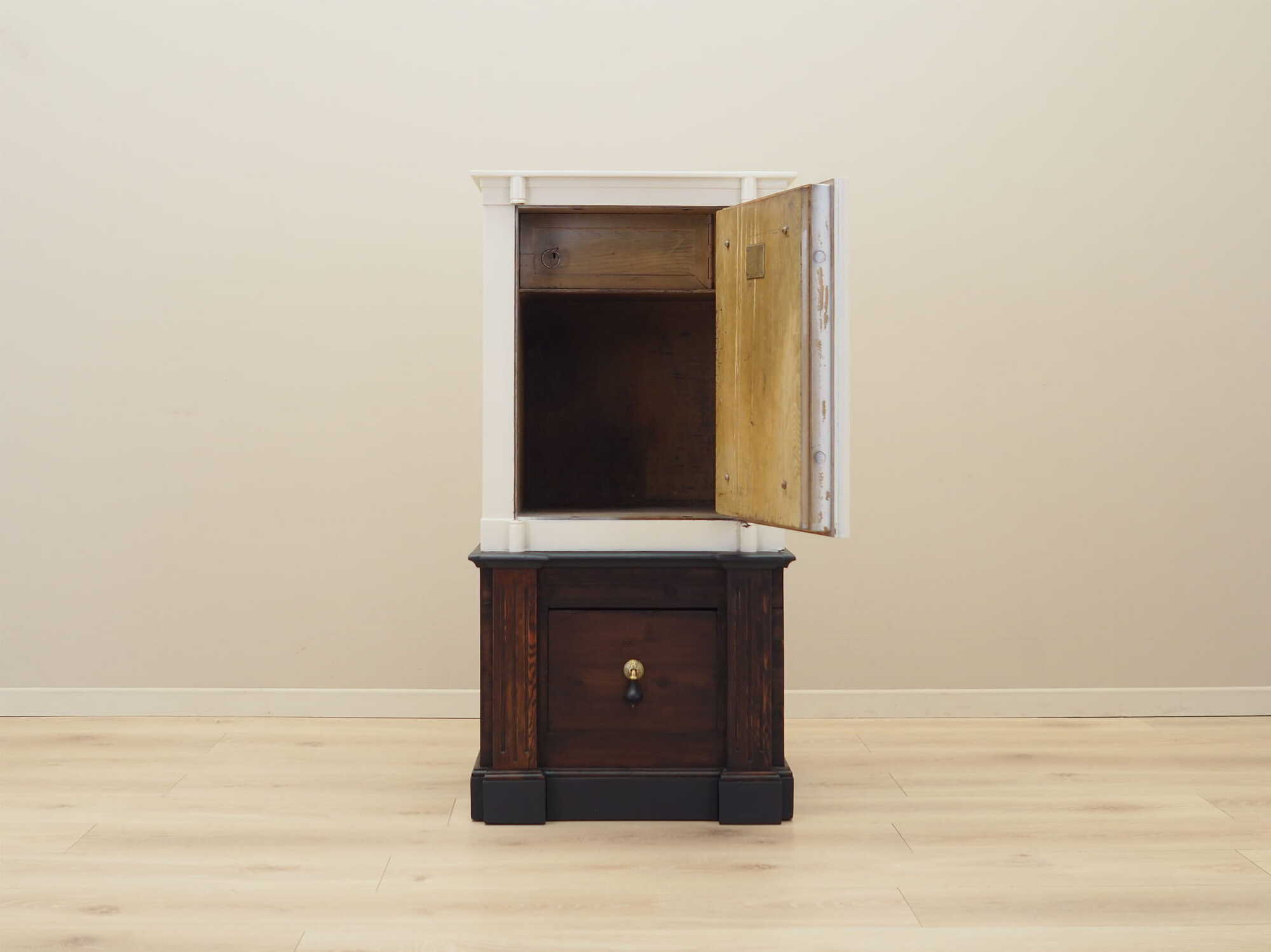 Vintage safe steel wood cream 1950s 2
