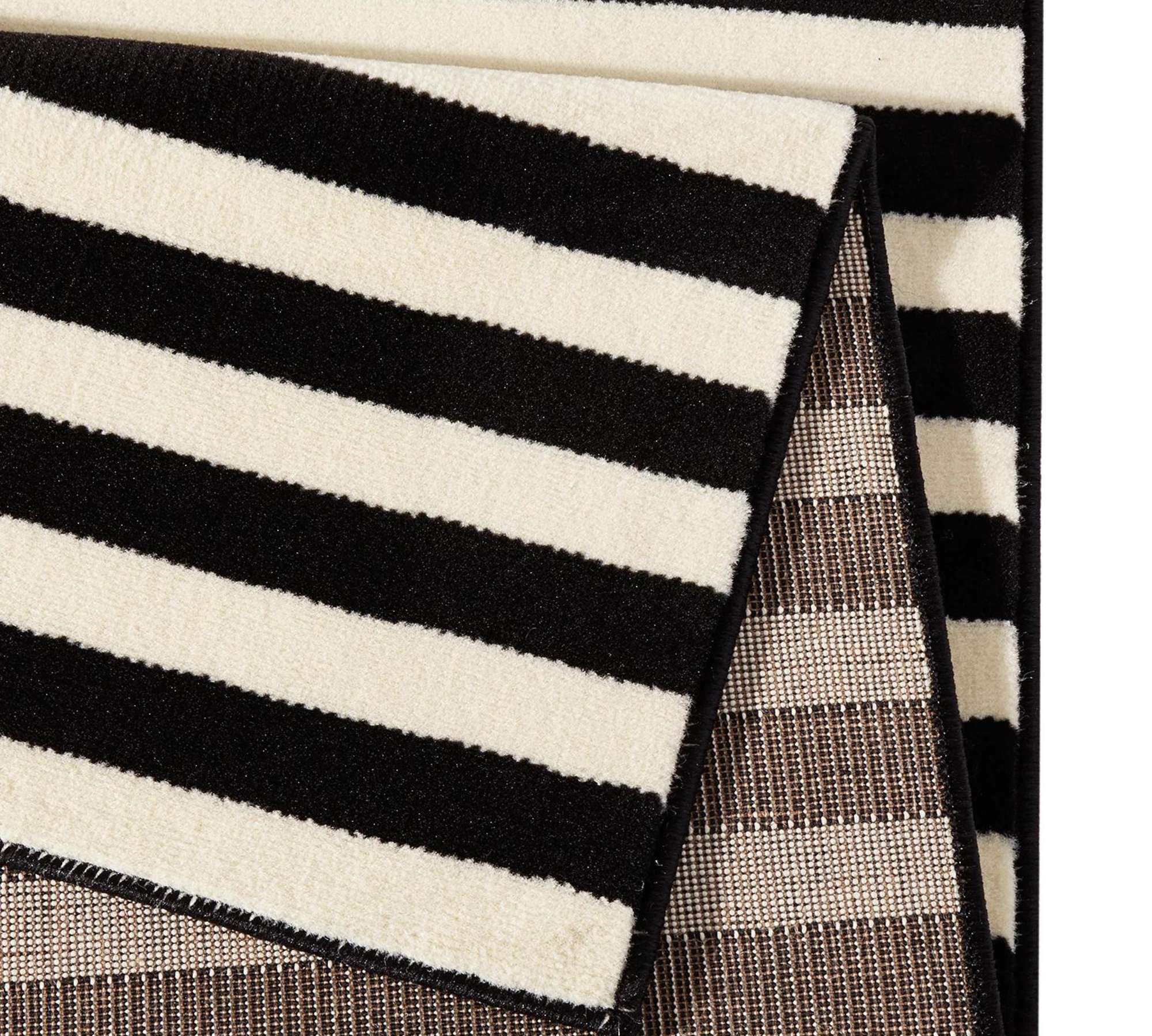 Teppich Textil Schwarz Gestreift 3