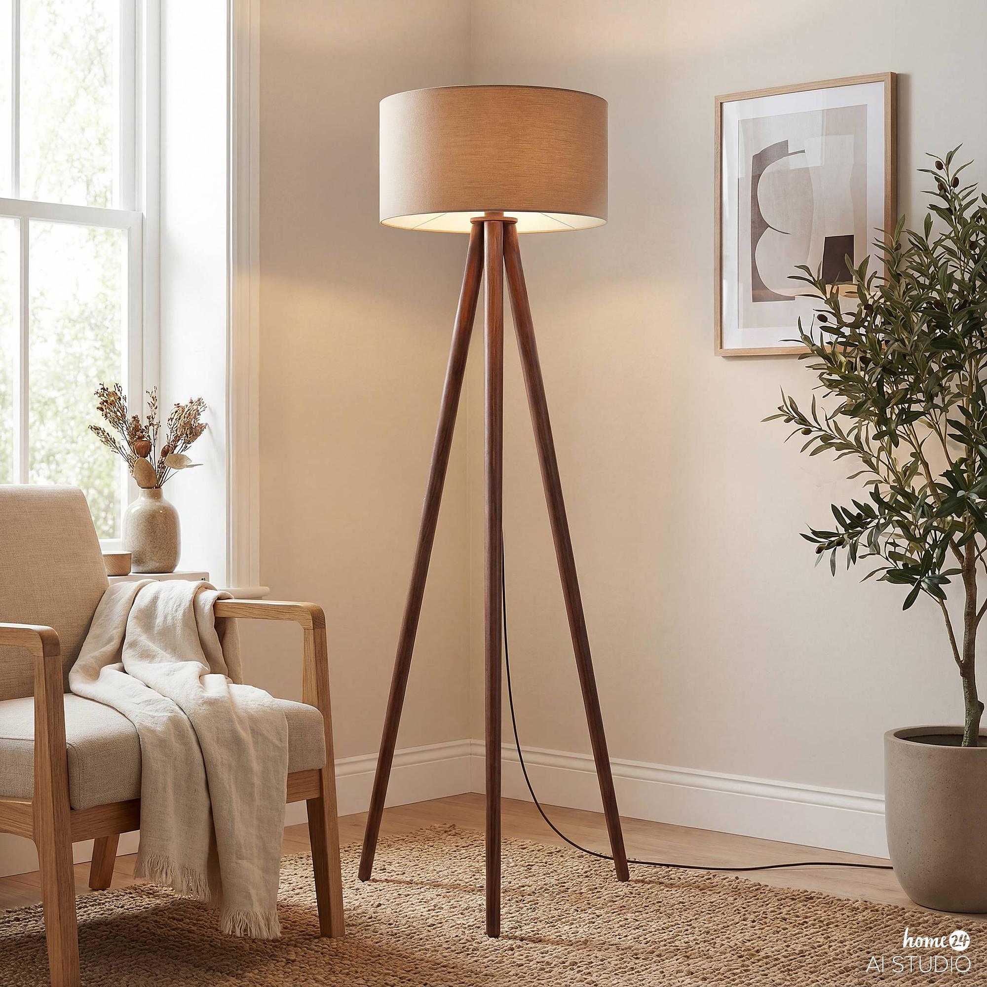 Floor lamp Lunix 1-light Solid Pine Terry Taupe 2