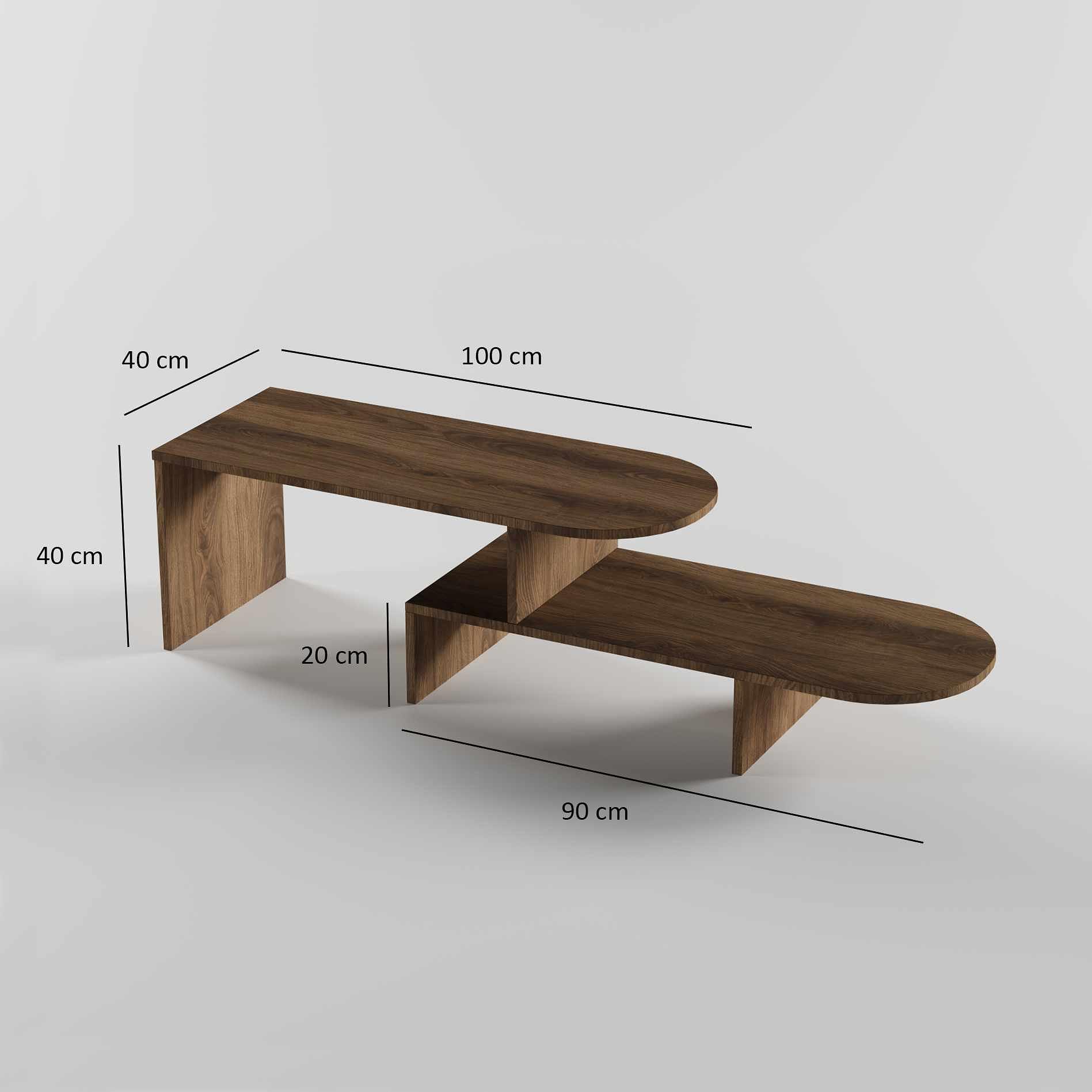 Puzzle Couchtisch Nussbaum-Optik Braun 6