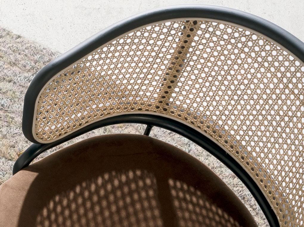 Drehbarer Armlehnstuhl Rattan Samt Braun 4