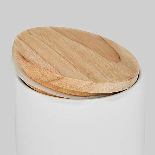 Vorratsdose Keramik mit Holzdeckel Weiß  2