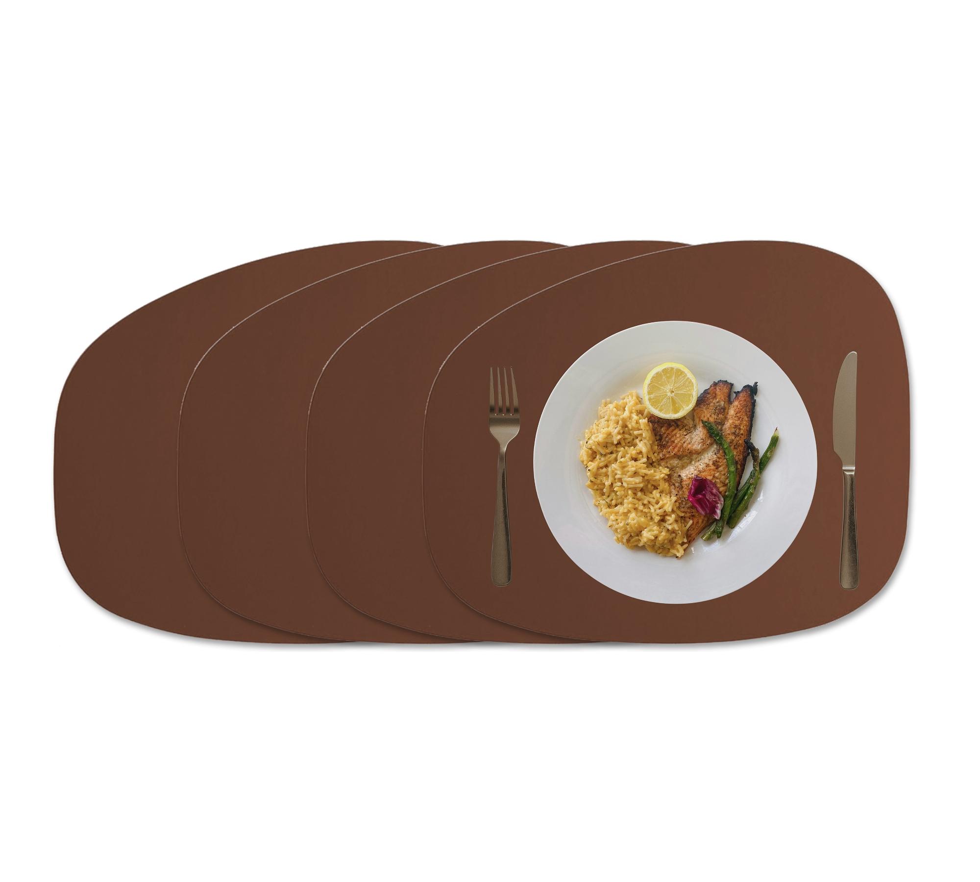 4x Stone Set di tovagliette 100% Pelle riciclata Cacao 0