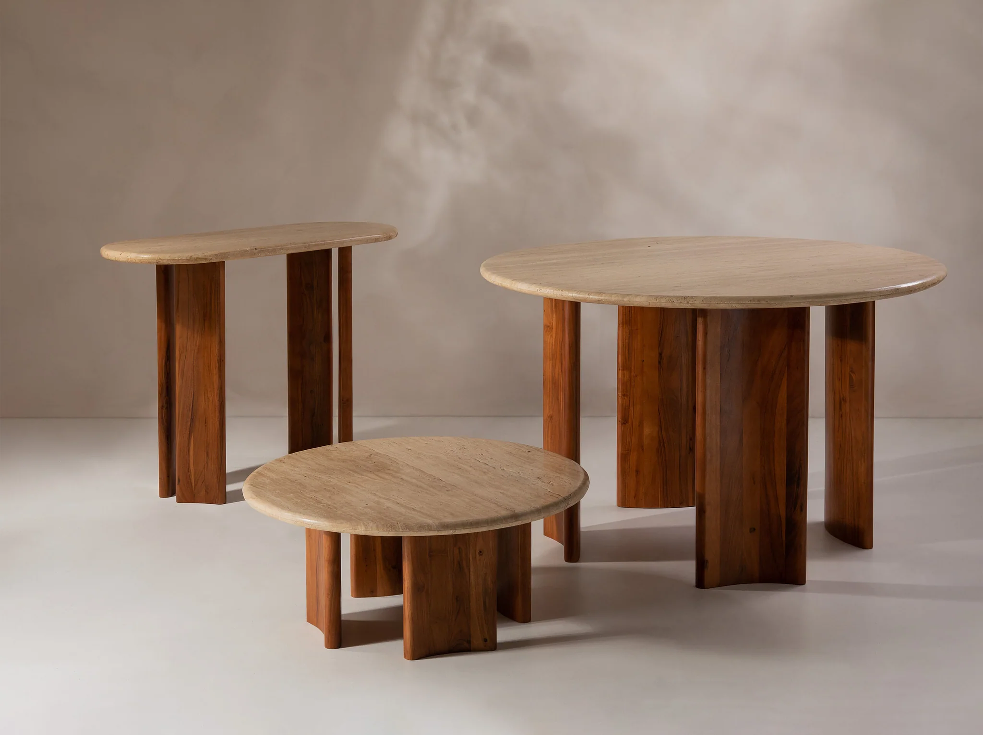 Cleo Dining Table Acacia Wood Travertine 120x120 cm 7