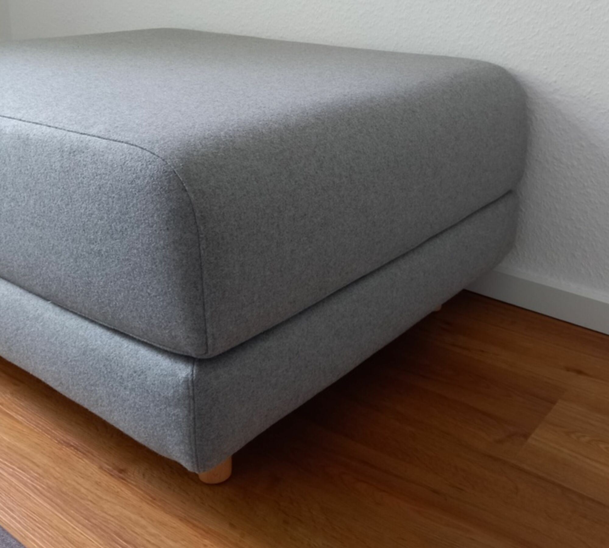 Hocker mit Schlaffunktion Wolle Holz Grau 2