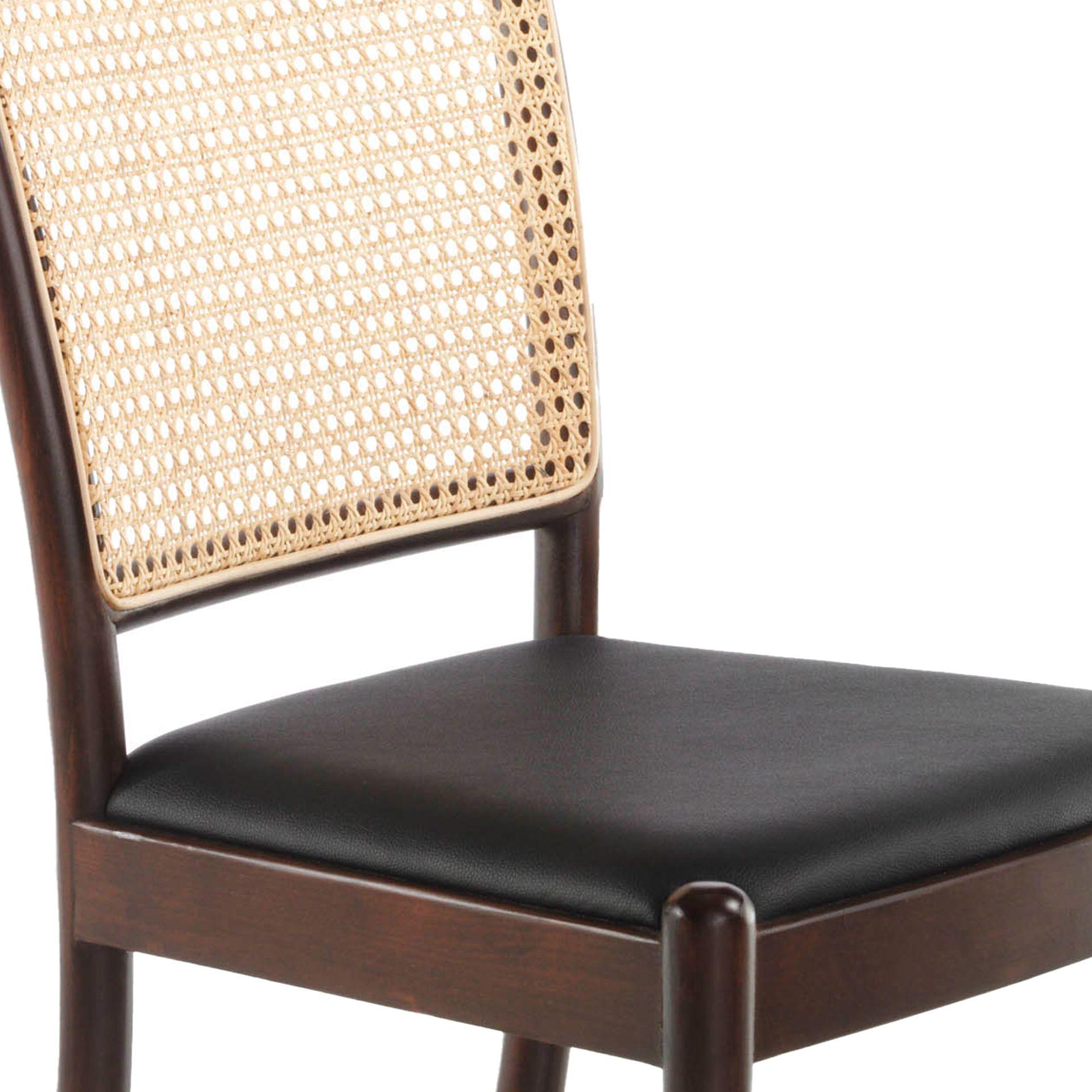 Chair Rattan Faux Leather Black 4