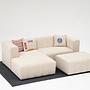 Beyza Sofa Récamiere Links mit Hocker Creme 2