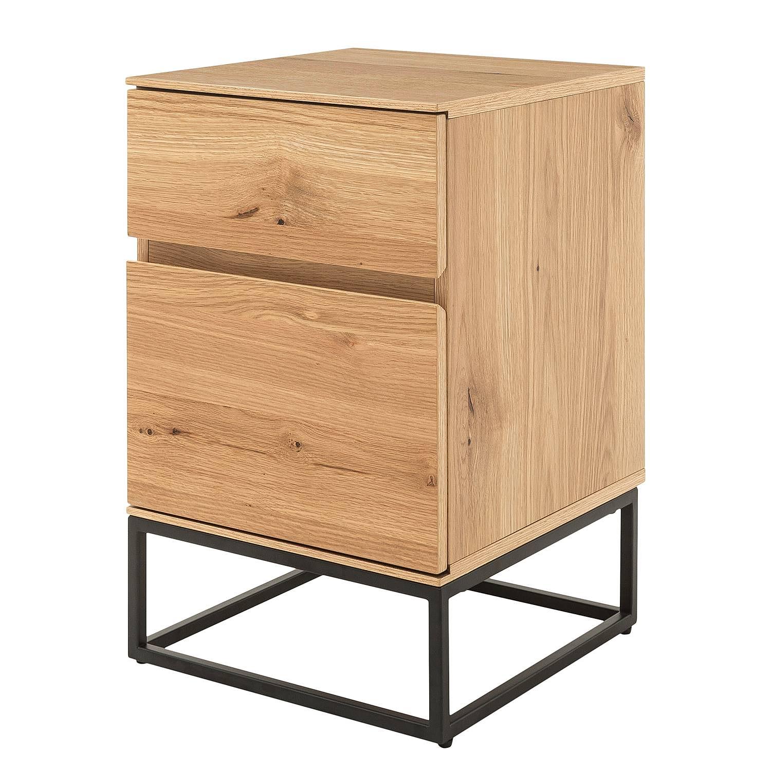 Nachtkommode NOZZA mit 1 Tür Echt holzfurnier Eisen Schwarz 0