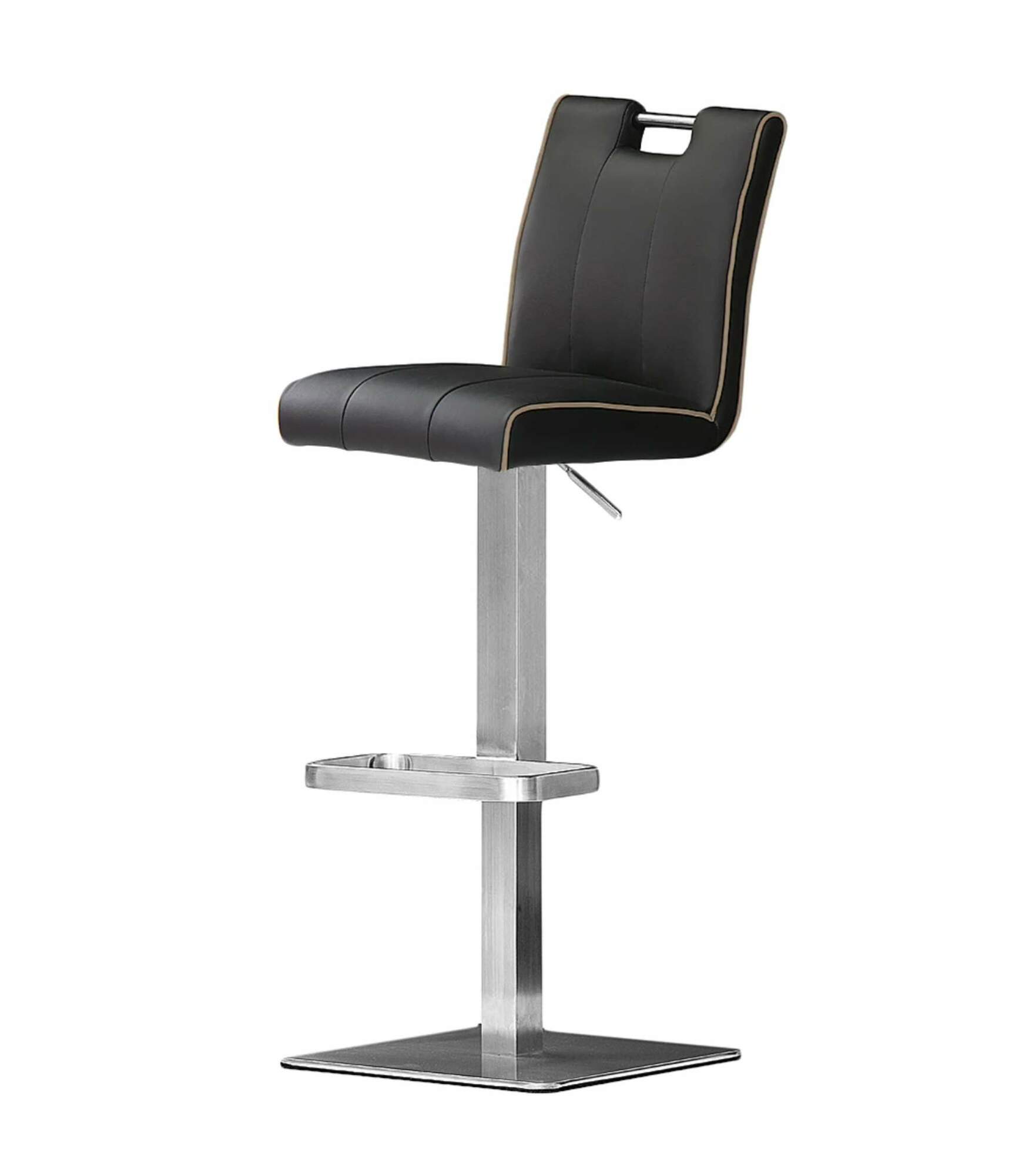 Barhocker Leder Edelstahl Schwarz 0