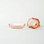 Art deco Butter dish Glass Pink 1930s 3