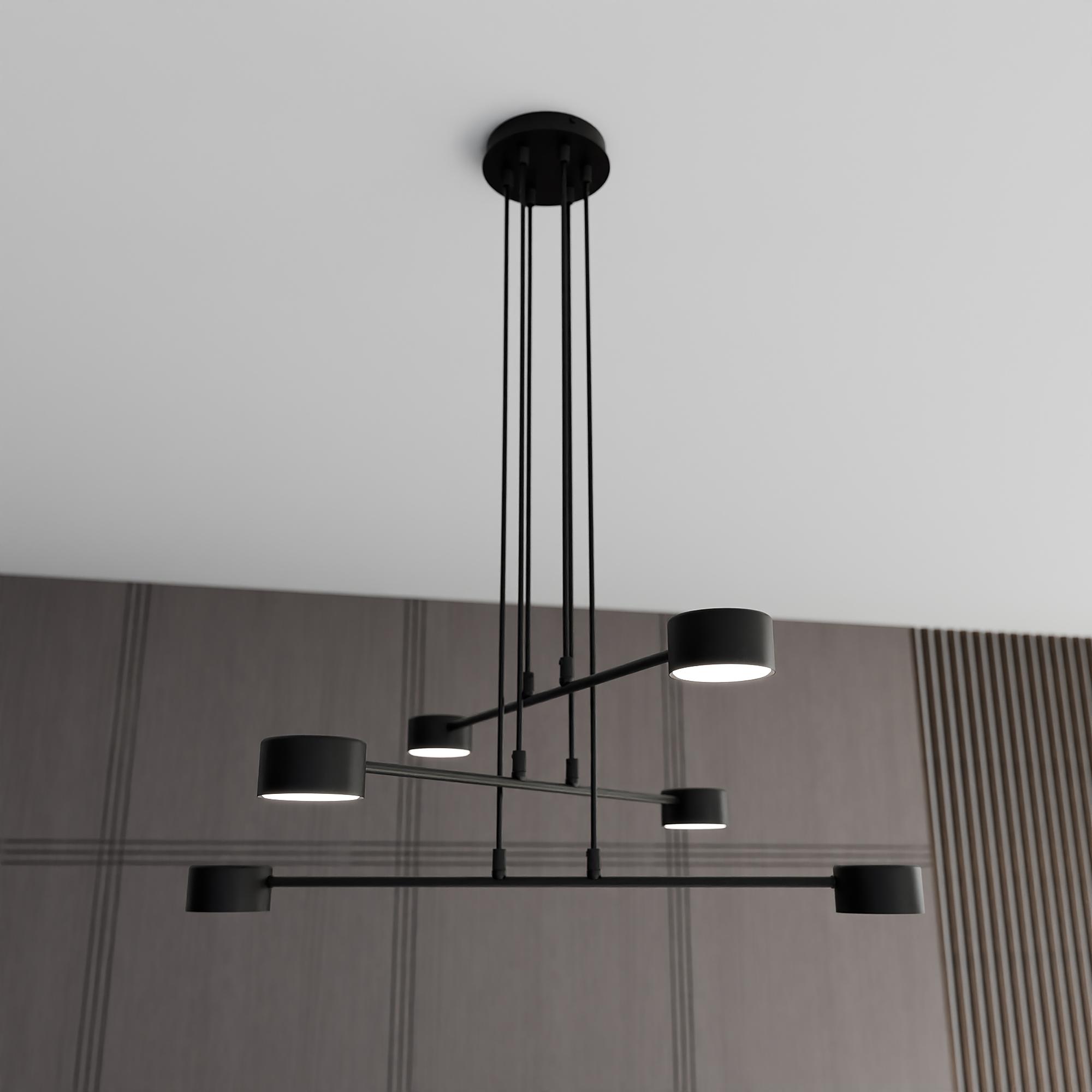 Pendant light 6-bulb steel black 2