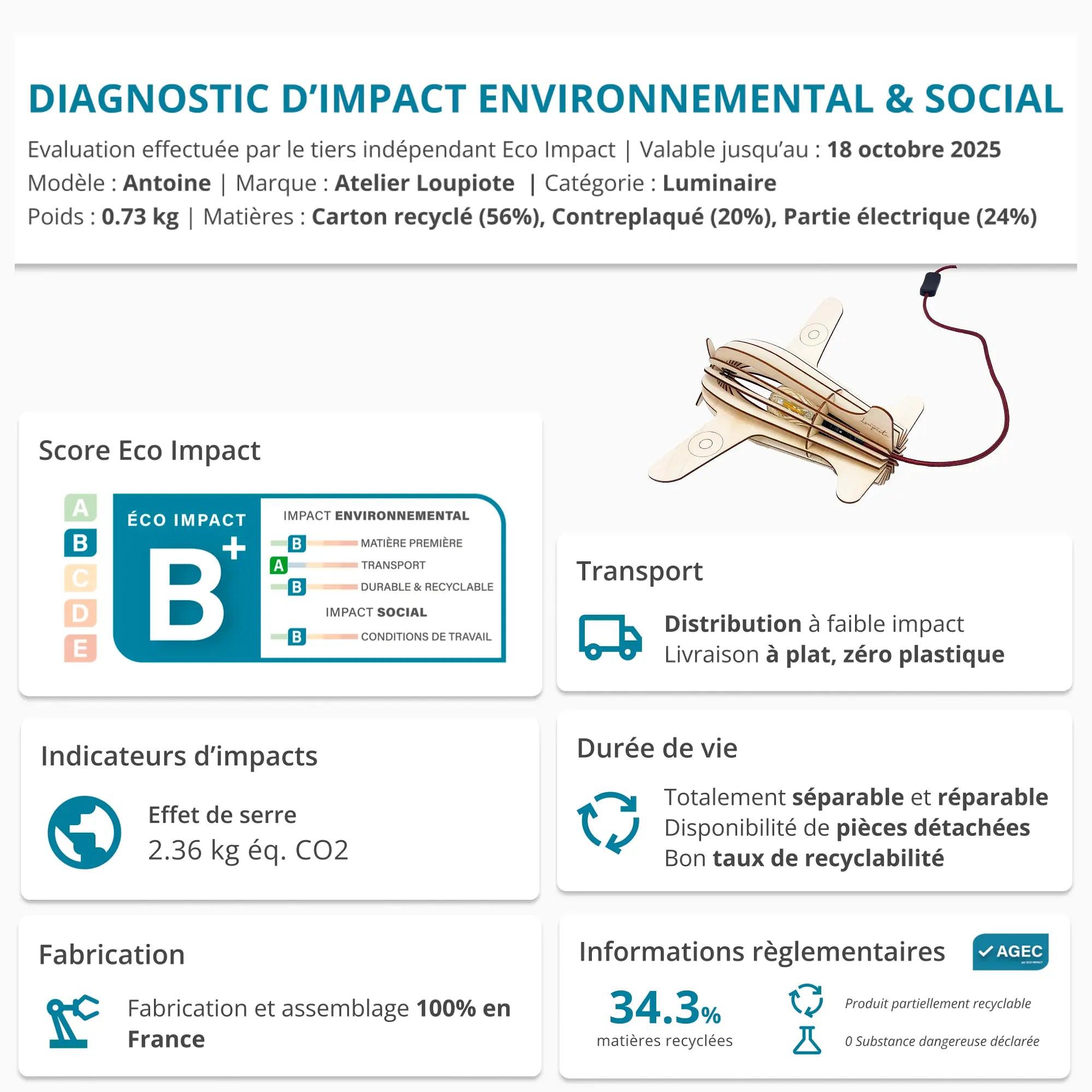 Antoine Baladeuse Tischlampe Flugzeug Holz 3